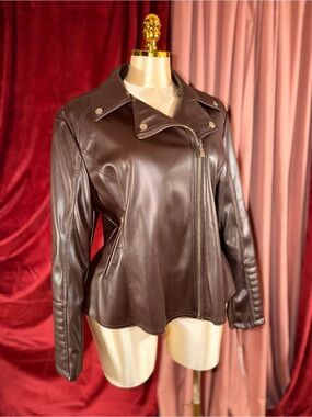 NWT Chocolate Brown Leather Moto Jacket